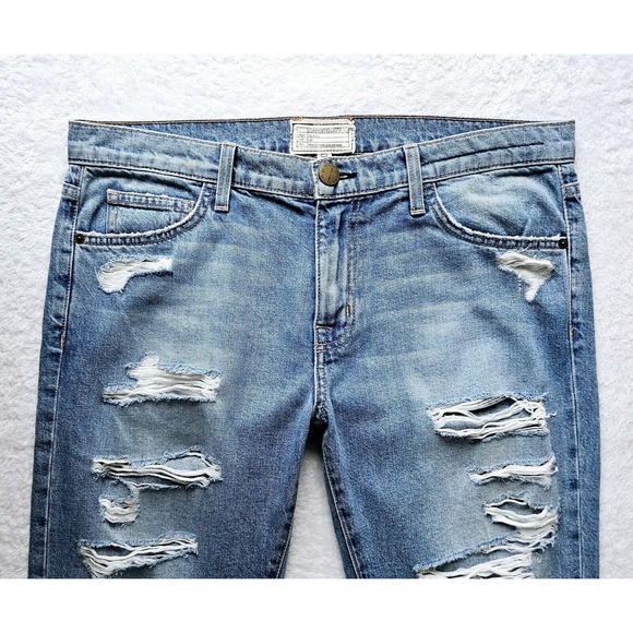 CURRENT ELLIOTT the-fling-tattered-destroy intermix goop boyfriend jeans $335 28 - Picture 7 of 16